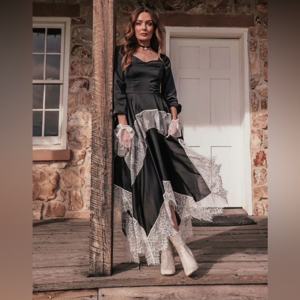 JessaKae Black Satin Lace Dress